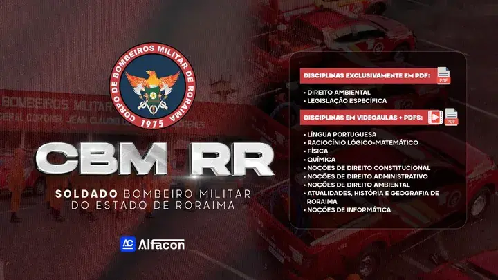 Capa do curso CBM RR - Soldado Bombeiro Militar do Estado de Roraima