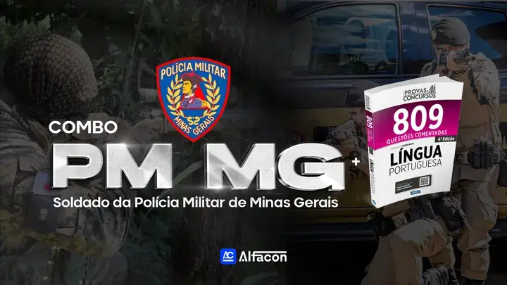 Capa do curso COMBO - PM MG Soldado da Polícia Militar de Minas Gerais + Questões De Língua Portuguesa Comentadas