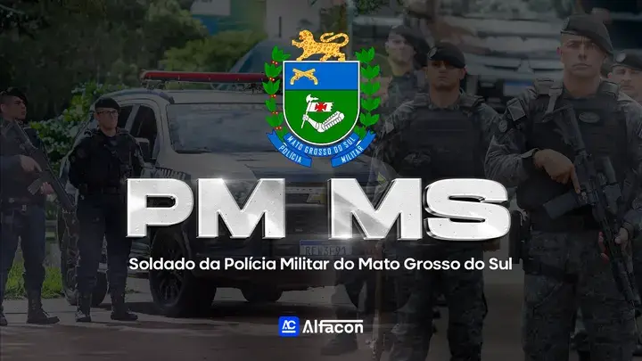 Capa do curso PM MS - Soldado da Polícia Militar do Mato Grosso do Sul